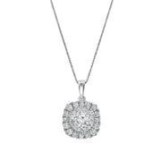 Unique Moments LGD-TXP02247 1.00 ct Lab Grown Diamond Cushion Halo Pendant Necklace in 14K White Gold (G-H, SI1-SI2), 18