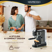 Mixpresso 119619 Automatic Espresso Machine with Milk Frother 15-Bar, 37-Oz Coffee Maker, Titanium