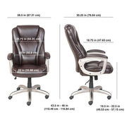 Serta 45752 Heavy-Duty Bonded Leather Commercial Office Chair with Memory Foam, 350 lb capacity, Brown