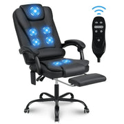 Hoffree Massage High Back Leather Office Chair, Black