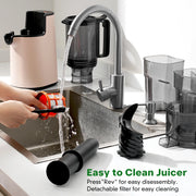 Aumpkin YZJ-Y Cold Press Masticating Juicer, 350W Motor, 50 RPM, 5.4in Wide Feed Chute, Double-Layer Filter, Pink