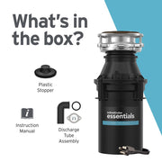 InSinkErator Essentials ES30 W/C 1/3 HP MAGNADRIVE Motor Continuous Feed Kitchen Garbage Disposal, Black, with Power Cord