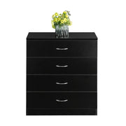 FCH UBesGoo Black Chest of Drawers Dresser Wood Organizer Cabinet, 4 Drawer Nightstand Side Table