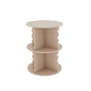 House of Happy Wiggle Rotating Bookshelf, Two-Tier Wavy Design, Natural Finish, 6 Fixed Shelves
