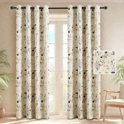 NICETOWN Blackout Curtains, Floral Printed Thermal Insulated Privacy Protection, Beige, 52x84