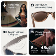 Ray-Ban Meta Skyler Gen 2 Smart AI Glasses, Shiny Black Frame, Transitions Graphite Green Lenses, 12 MP Camera, Open-Ear Audio, 8-Hour Battery Life, 0RW4014