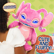 Disney Stitch Angel Interactive Plush Toy, 13.5-Inch Pink with Animated LCD Eyes, 50+ Sounds and Phrases, Ages 3+, 11926