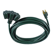 Hyper Tough Outdoor Extension Cord, 16AWG, 3 Prong Triple Outlet, Moisture-Resistant, Green, 25 Ft, 13 Amps