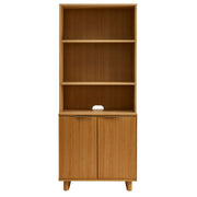 Better Homes & Gardens BHS436249972023 Lillian Fluted Bookcase with Doors, Natural Pine Finish
