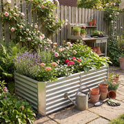 Land Guard Galvanized Metal Raised Garden Bed, 3 Pack, 6x3x2 ft, 2 ft Deep Root Elevated Steel Planter Box, Silver