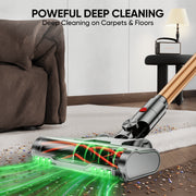 VAKERR V15 Pro 550W 55KPA 60Mins 2500mAh Lightweight Cordless Stick Vacuum Cleaner, Gold & Green & Gray