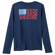Columbia PFG Terminal Tackle Fish Flag Long-Sleeve T-Shirt for Kids - Collegiate Navy/Red Spark - XL