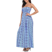 HDE Women Strapless Maxi Dress, Bohemian Sundress with Smocked Tube Top, Lightweight Breathable Fabric, Relaxed Fit with Ruched Detailing, Beach Boho Style, Solid Print, S to 4X, HDE-58601