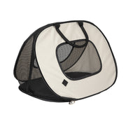 SportPet Designs Pop Open Foldable Soft-Sided Cat Carrier with Breathable Mesh Panels, Secure Zipper Closure, Beige, 20 in