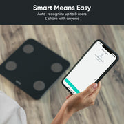 WyzeCam Wyze Scale S Digital Bathroom Scale, Body Composition Analyzer with Bluetooth Sync, Measures Weight, Body Fat, BMI, Muscle Mass, Heart Rate, Black