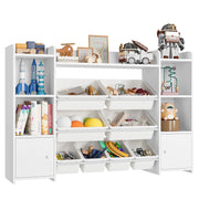 Homfa FPB-235 2 Door White Kids Toy Organization Cubby Bookcase With 8 Bin