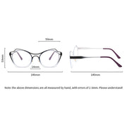 XINGNIAN Women Butterfly Oversized Metal Eyeglasses Frame with Anti-Blue Light Clear Lenses, Blue and Pink, 50mm Lens Width