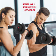 FitRx SmartBell XL Adjustable Dumbbell Set, 90lb Quick-Select Weights, Ergonomic Rubber-Coated Handle, Compact Design with Storage Rack, 30465