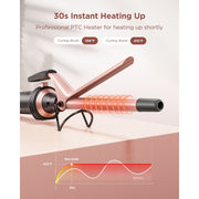 Wavytalk 320N1 5 in 1 Curling Iron Set with 4 Interchangeable Ceramic Wands 0.35 to 1.25 in, Thermal Brush, Instant Heat Up, Dual Voltage, Rose Gold