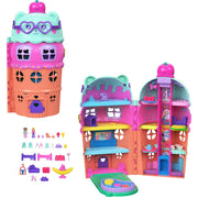 Mattel Polly Pocket Gelato House Playset, Ice Cream Cone Design, Four Floors with Elevator, 2 Micro Dolls, 25+ Accessories, Multicolor