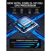 GMKtec NucBox G3 Pro Mini PC, Intel Core i3-10110U up to 4.1GHz, 16GB DDR4 RAM, 512GB SSD, Dual 4K HDMI, WiFi 6, Bluetooth 5.2, Black