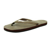 Rainbow Sandals Women's Narrow Strap Premier Nubuck Leather Flip Flops, Dark Brown, Single Layer Arch Support 301ALTSN-DKBR-L