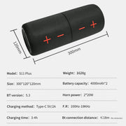 DCOWO 2-in-1 Split 40W Portable Bluetooth Speaker with IPX6 Waterproof, RGB Lights, 20-Hour Battery Life, Black, S11PLUS
