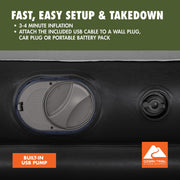 Ozark Trail Queen Air Mattress, 13 in Thick, Built-In USB Pump, Supportive Coil Beams, Gray, 11671KEUSX26