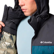 Columbia Grand Trek III Men's Down Hooded Jacket, 650-Fill Power, Omni-Tech Waterproof-Breathable, Everblue/Shark, Medium, 208611