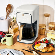 Made By Gather Beautiful 12-Cup Programmable Drip Coffee Maker, White Icing, Glass Carafe, 1200W Brewing System, 29456