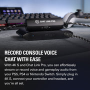 Elgato 20GBR9901 Game Capture 4K S with Chat Link Pro, 4K60, 1440p120, 1080p240 Capture, HDR10 Support, VRR Passthrough, USB-C, Black