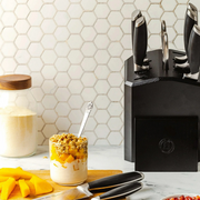 Schmidt Brothers Cutlery Bonded Steel, 10-Piece Knife Block Set with Knife Sharpener