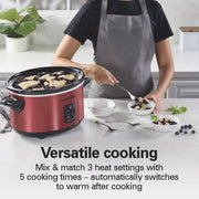 Hamilton Beach 7 Qt Programmable Slow Cooker with Party Dipper Food Warmer, Grey, 33774
