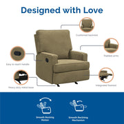 Baby Relax Salma 2-in-1 Rocker Recliner Chair, Beige, Soft Polyester Chenille Upholstery, Ergonomic Comfort, Durable Frame, Footrest Adjustment