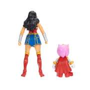 Jakks Pacific DC x Sonic The Hedgehog Amy as Wonder Woman 2.5 Inch and Wonder Woman 5 Inch Action Figures Multipack 430934-V1