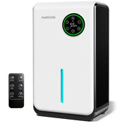 HUMSURE Dehumidifier, 120 OZ Water Tank, 10 Pints Daily Capacity, Quiet Operation, Auto Shut-Off, Adjustable Humidity Control, 7 Color LED Light, White, DH12