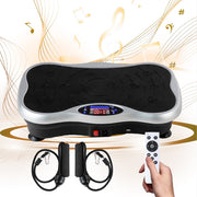 Cedar Space Vibrating Plate Exercise Machine, Whole Body Vibration, 5 Workout Modes, Adjustable Speed, 2 Resistance Bands, Silver