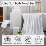 Jessy Home Oversized Blue Bath Towel Set, 8 Piece, 600 GSM Microfiber, Extra Large Bath Sheets 35