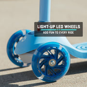 GOTRAX GT-BOBLOO Bobloo 3-Wheel Light-Up Kick Scooter for Kids, Blue, Adjustable Handlebars, LED Wheels, Blue