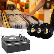RetroAudio W04 Vinyl Record Player with Bookshelf Speakers 3-Speed Belt-Driven Turntable Bluetooth, Auto Stop, Black