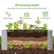 Land Guard Raised Garden Bed, Durable Galvanized Metal, Oval Outdoor Planter, Deep 36-Inch Growing Depth, 6x3x3 ft, Starlight Silver, TY180/90-YIN