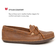Minnetonka Tie Thread Slippers for Men - Brown Ruff - 10M