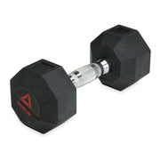 Reebok Delta Hex Dumbbell, 5lb Pair, Rubber-Coated Cast Iron, Chrome Handle, 17-67154W