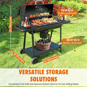 laraVist SY-7440C Barrel Charcoal Grill, 608.4 sq in Cooking Area, Adjustable Airflow, Portable Wheels, Black Steel
