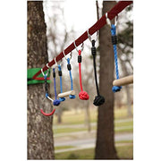 Slackers NinjaLine 30 Ft Kit with 7 Hanging Obstacles, Adjustable Outdoor Playground Fitness Equipment for Kids 5 to 11