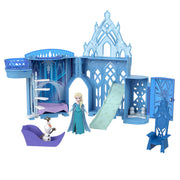Mattel Disney Frozen Elsa Ice Palace Storytime Stacking Castle Playset with Posable Elsa Doll, Olaf and Snowgie Figures, Fold-Out Slide, Balcony, Hidden Room, Multicolor, JDP63