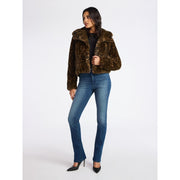 Sofia by Sofia Vergara Women's Faux Fur Chubby Jacket, Muted Leopard Dark, XL