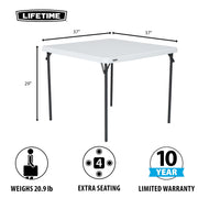 Lifetime Products 37-Inch Commercial Grade Square Folding Table, White Granite, Rust-Resistant Powder-Coated Steel Frame, Indoor Outdoor, 80783