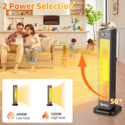 Ktaxon 1500W PTC Ceramic Tower Space Heater, 70 Oscillation, 12H Timer, 5 Modes, Remote Control, Black