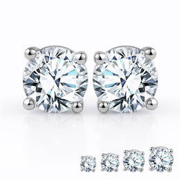 JeenMata Lab Grown Diamond Earrings 0.50 Carat Round Cut 18K White Gold Plated Brass Solitaire Studs for Women